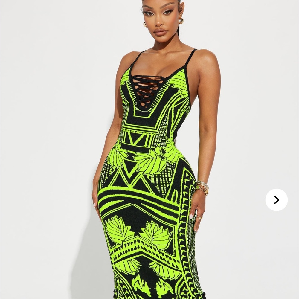 NWT Fashion Nova Bad Gal Bandage Maxi Dress - LIME